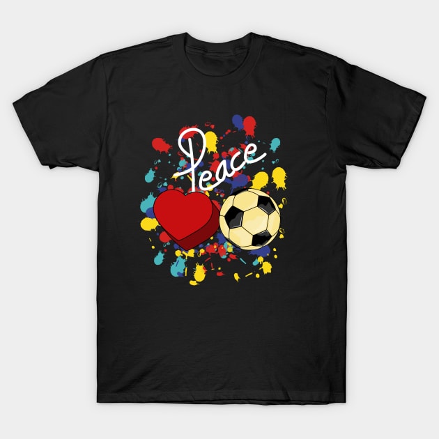 Peace Love Soccer T-Shirt by Designoholic